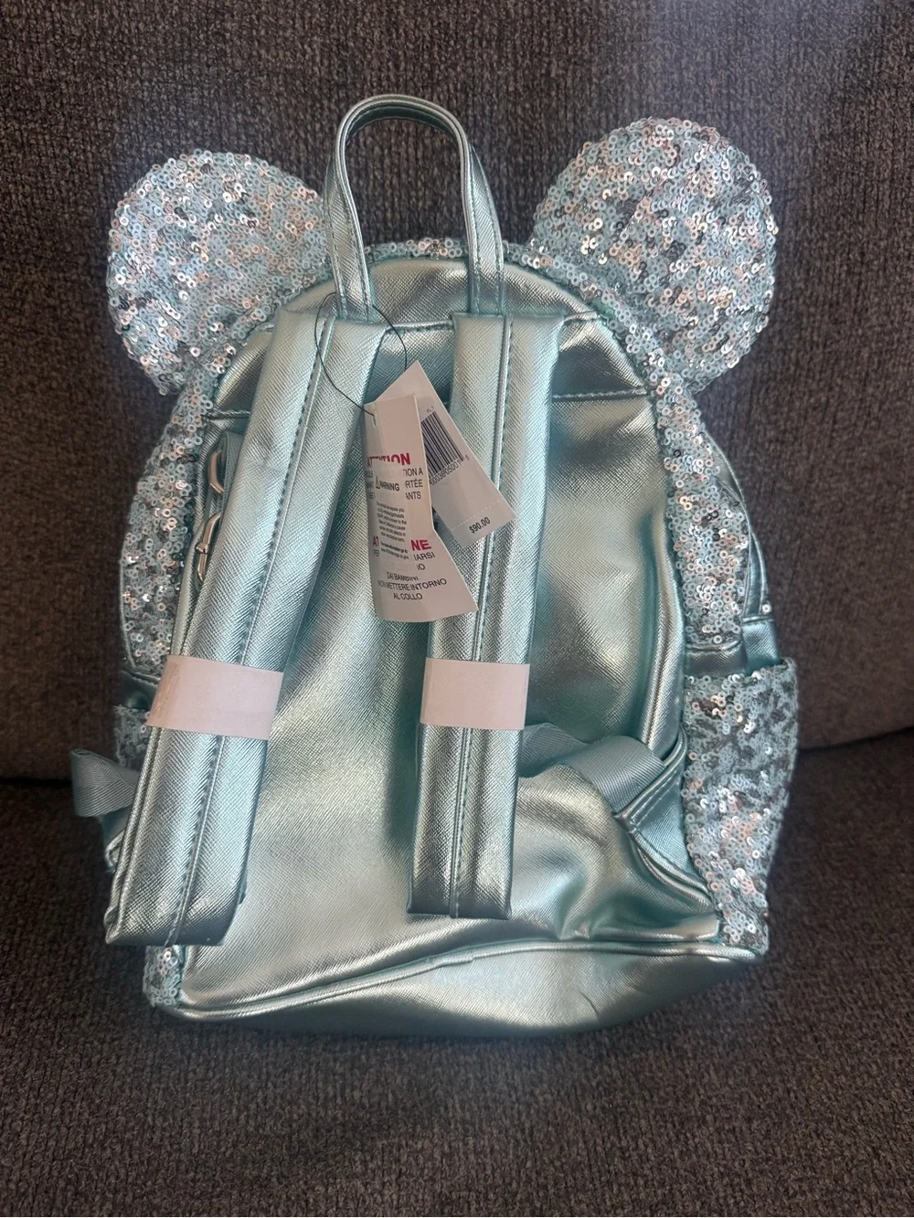Loungefly Sequin Minnie Ear Backpack in Shimmery Aqua